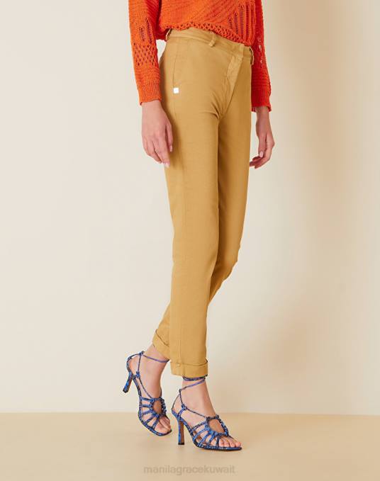 Manila Grace ملابس نحيف كاكي الأخضر تشينو عالية مخصر Z2TJ465