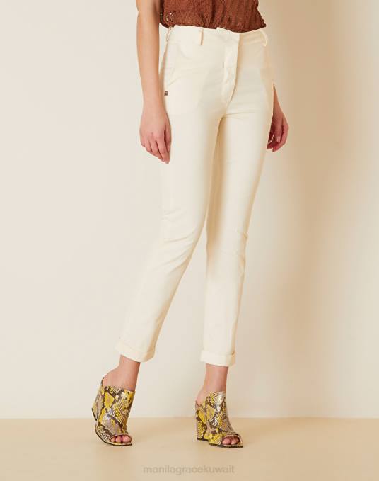 Manila Grace ملابس نحيف حليب ابيض تشينو عالية مخصر Z2TJ466