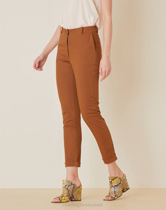 Manila Grace ملابس نحيف التبغ البني تشينو مع تحولات Z2TJ468