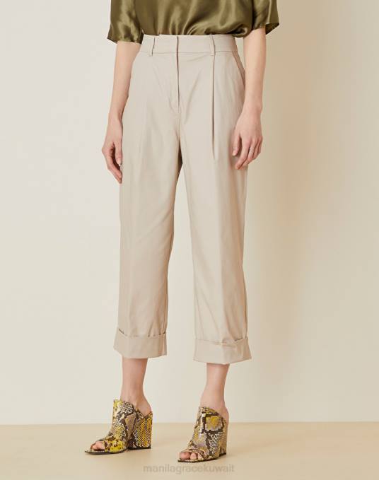 Manila Grace ملابس نحيف كاكي الأخضر بنطلون قصير من القطن المطاطي Z2TJ475