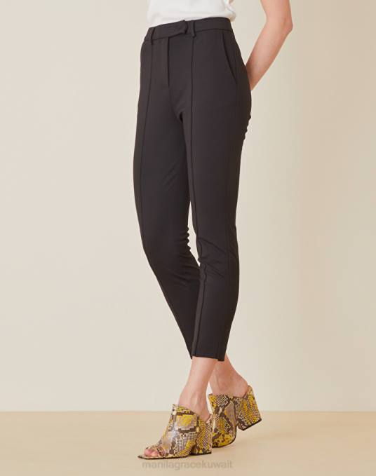 Manila Grace ملابس نحيف أسود بنطلون نيويورك بلون خالص Z2TJ482