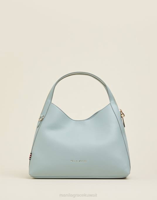 Manila Grace شنطة نحيف الغبار الأزرق حقيبة شقائق النعمان المتوسطة بمقابض بسحاب Z2TJ488