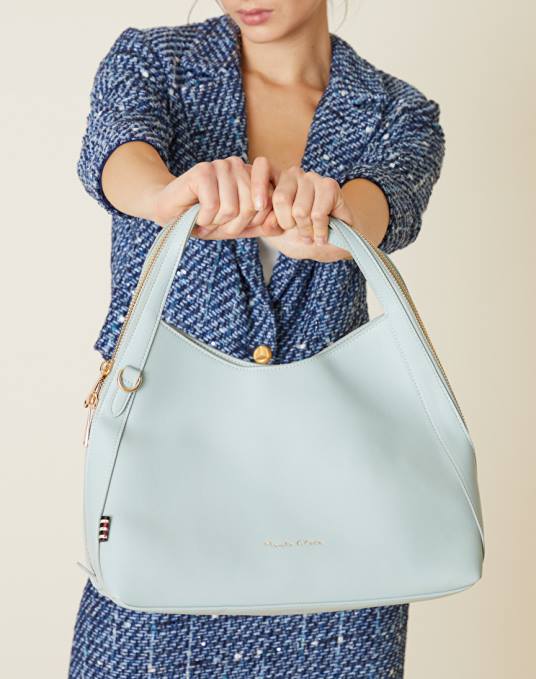 Manila Grace شنطة نحيف الغبار الأزرق حقيبة شقائق النعمان المتوسطة بمقابض بسحاب Z2TJ488