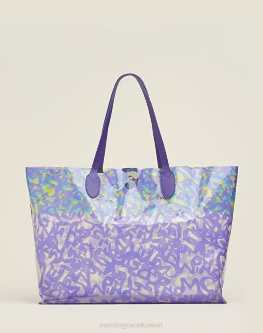 Manila Grace شنطة نحيف الخزامى حقيبة تسوق الشاطئ البلاستيكية بطباعة الشعار Z2TJ496