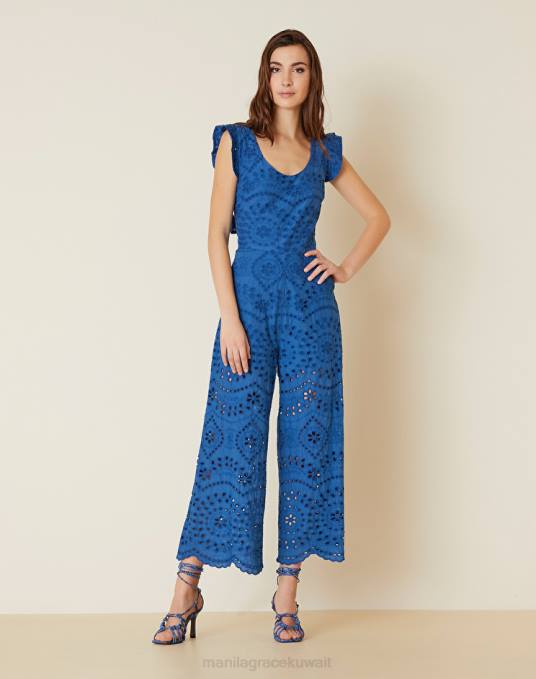 Manila Grace ملابس نحيف محيط أزرق بذلة قصيرة من قطن سانجالو Z2TJ5