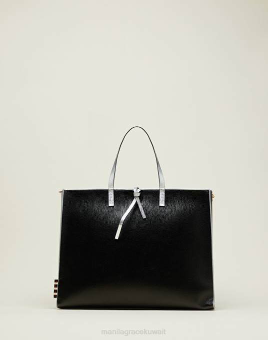 Manila Grace شنطة نحيف أسود حقيبة فيليسيا نسخة "براءة الاختراع". Z2TJ505