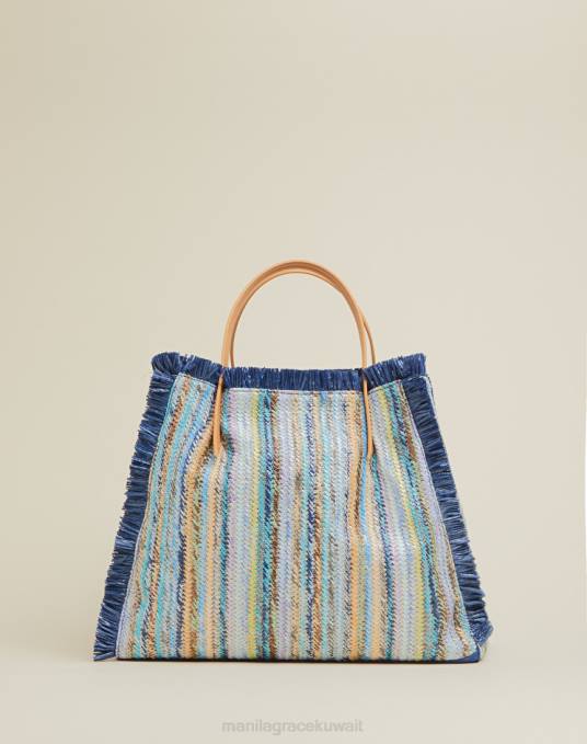 Manila Grace شنطة نحيف أزرق فاتح دوريس كيس كبير من القش Z2TJ507