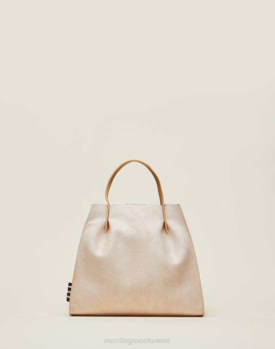 Manila Grace شنطة نحيف مسحوق وردي حقيبة دوريس الكبيرة بتأثير بايثون Z2TJ508