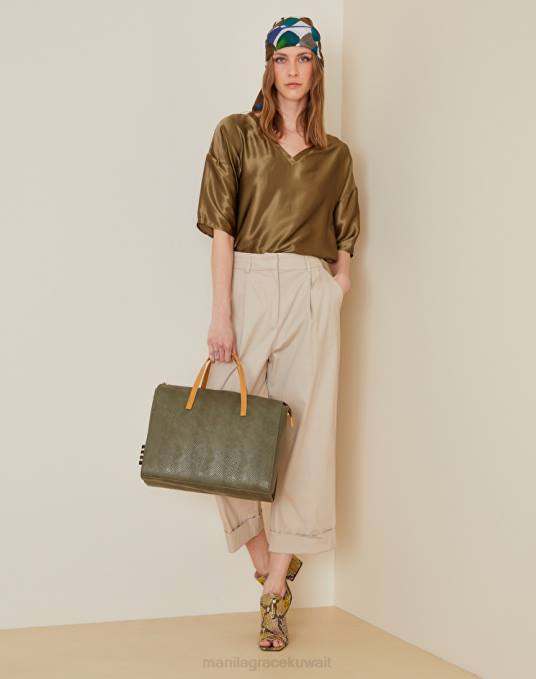 Manila Grace شنطة نحيف الأخضر العسكري حقيبة حالة فرانشيسكا Z2TJ512