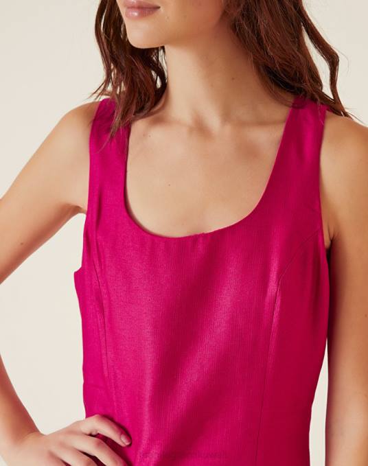 Manila Grace ملابس نحيف الكوبية فستان غمد قصير من الكتان المختلط Z2TJ51