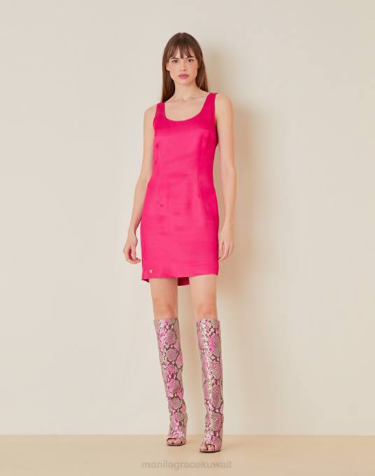 Manila Grace ملابس نحيف الكوبية فستان غمد قصير بلون Z2TJ52