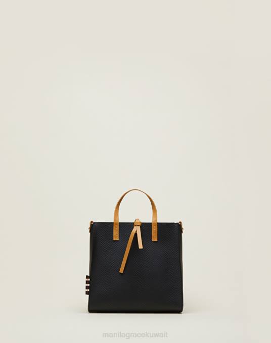 Manila Grace شنطة نحيف أسود حقيبة فيليسيا الصغيرة باللون مات بيثون Z2TJ522