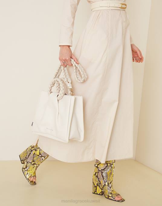 Manila Grace شنطة نحيف كريم الأبيض حقيبة تسوق كيري صغيرة Z2TJ530