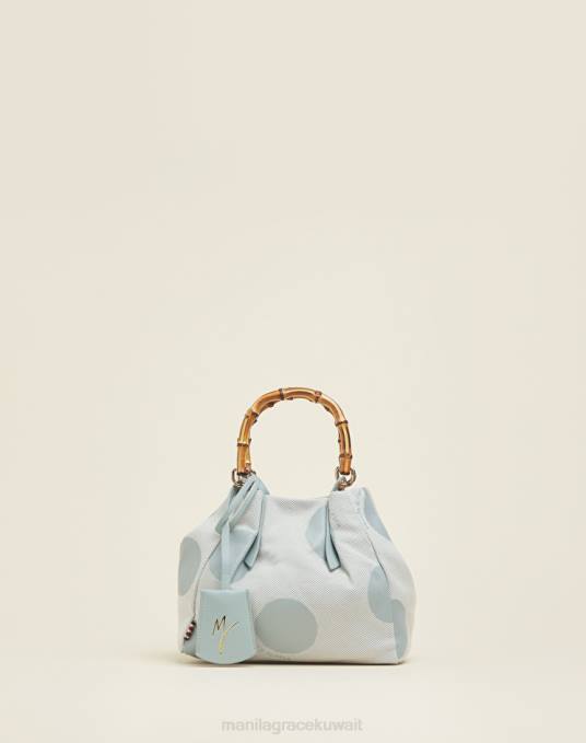 Manila Grace شنطة نحيف الغبار الأزرق حقيبة قماش صغيرة من قماش الياسمين Z2TJ534