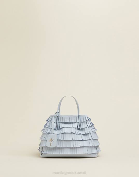 Manila Grace شنطة نحيف أزرق فاتح حقيبة صغيرة فرينج الياسمين Z2TJ536