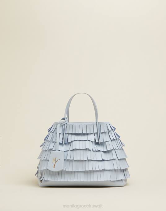 Manila Grace شنطة نحيف أزرق فاتح حقيبة صغيرة فرينج الياسمين Z2TJ536