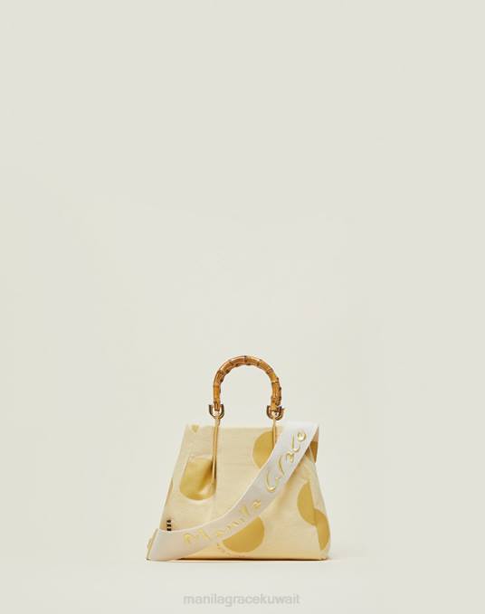 Manila Grace شنطة نحيف أصفر حقيبة قماش صغيرة من قماش الياسمين Z2TJ538