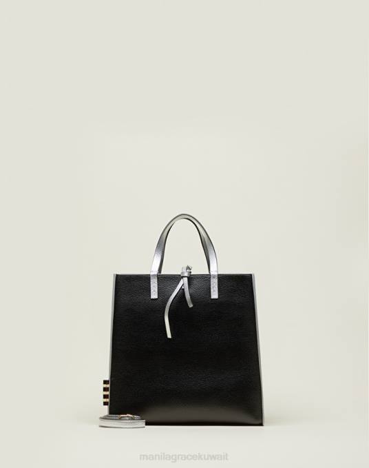 Manila Grace شنطة نحيف أسود حقيبة فيليسيا المتوسطة نسخة "براءة اختراع". Z2TJ545