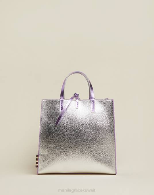 Manila Grace شنطة نحيف فضة حقيبة فيليسيا المتوسطة نسخة "براءة اختراع". Z2TJ546