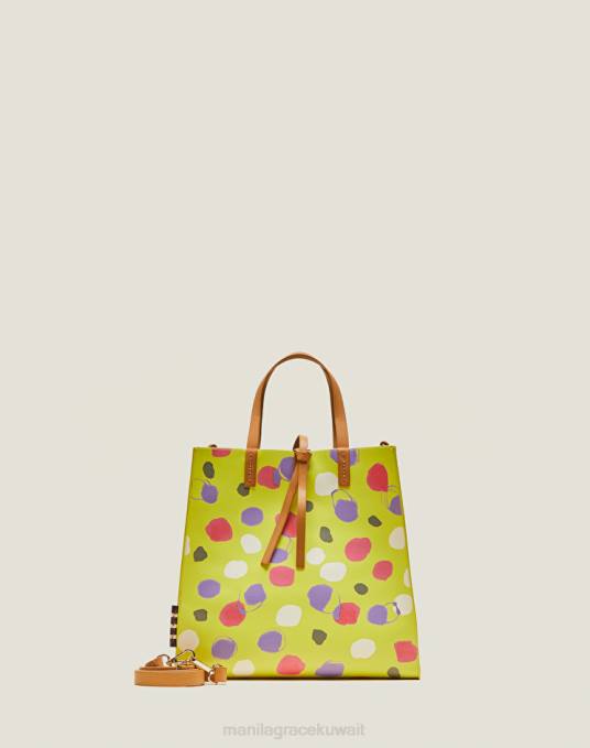 Manila Grace شنطة نحيف الأخضر الحمضي حقيبة فيليسيا متوسطة الحجم بطبعة نقاط البولكا Z2TJ556