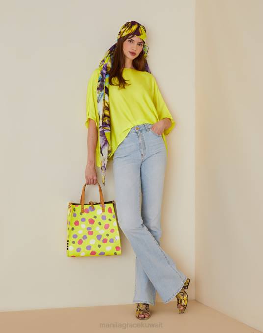 Manila Grace شنطة نحيف الأخضر الحمضي حقيبة فيليسيا متوسطة الحجم بطبعة نقاط البولكا Z2TJ556