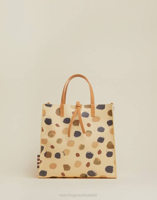Manila Grace شنطة نحيف البيج الرملي حقيبة فيليسيا متوسطة الحجم بطبعة نقاط البولكا Z2TJ557