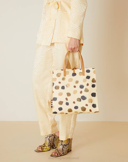 Manila Grace شنطة نحيف البيج الرملي حقيبة فيليسيا متوسطة الحجم بطبعة نقاط البولكا Z2TJ557