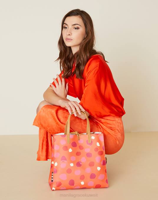 Manila Grace شنطة نحيف البرتقالي حقيبة فيليسيا متوسطة الحجم بطبعة نقاط البولكا Z2TJ558
