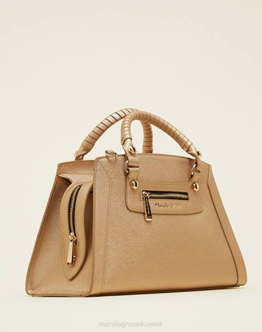 Manila Grace شنطة نحيف ذهب حقيبة ميراما متوسطة Z2TJ564