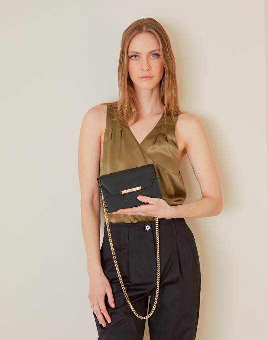 Manila Grace شنطة نحيف أسود حقيبة محفظة متوسطة مع حزام كتف Z2TJ573