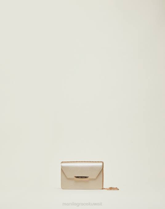 Manila Grace شنطة نحيف ذهب حقيبة محفظة متوسطة مع حزام كتف Z2TJ574