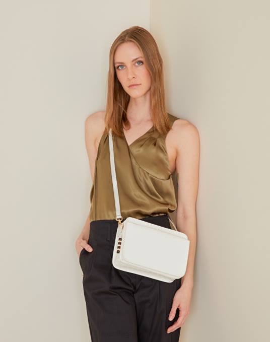 Manila Grace شنطة نحيف الحليب / الفضة حقيبة كروس فلوريدا متوسطة الحجم بطبعة جوز الهند Z2TJ577