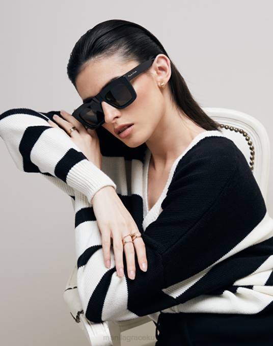 Manila Grace ملحق نحيف أسود النظارات الشمسية المربعة Z2TJ587