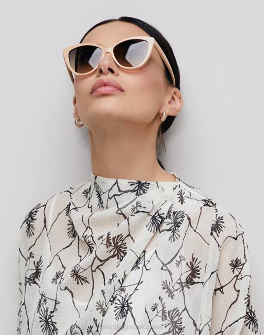 Manila Grace ملحق نحيف اللون البيج قطع النظارات الشمسية العين Z2TJ593