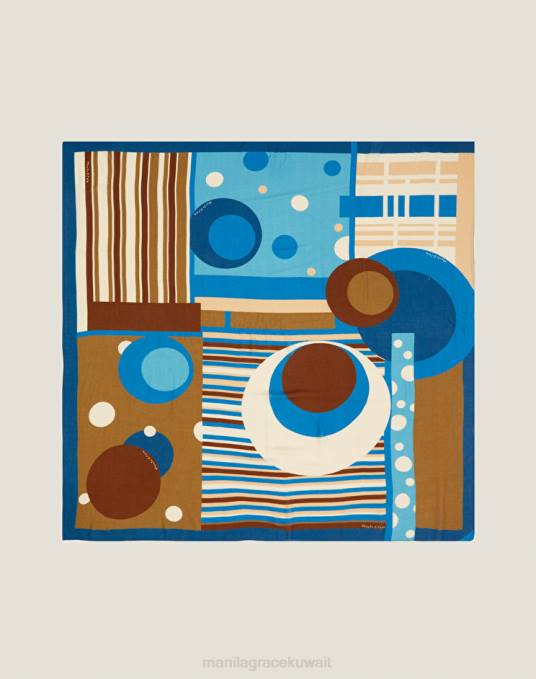 Manila Grace ملحق نحيف التبغ البني وشاح مربع من الفوال الفيسكوز Z2TJ596