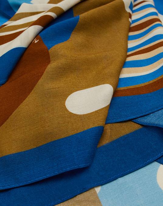 Manila Grace ملحق نحيف التبغ البني وشاح مربع من الفوال الفيسكوز Z2TJ596