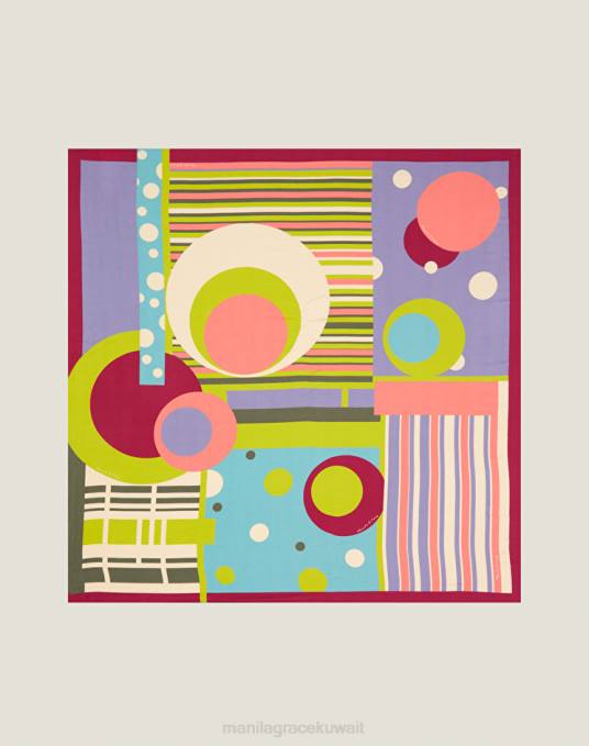 Manila Grace ملحق نحيف الخزامى وشاح مربع من الفوال الفيسكوز Z2TJ598