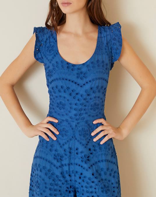 Manila Grace ملابس نحيف محيط أزرق بذلة قصيرة من قطن سانجالو Z2TJ5