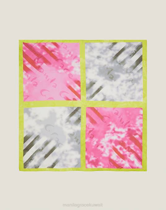 Manila Grace ملحق نحيف الأخضر الحمضي وشاح شيفون مربع Z2TJ603