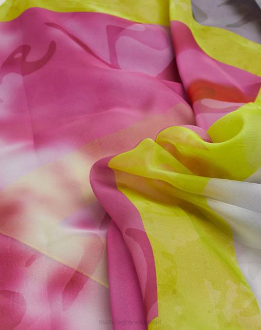 Manila Grace ملحق نحيف الأخضر الحمضي وشاح شيفون مربع Z2TJ603