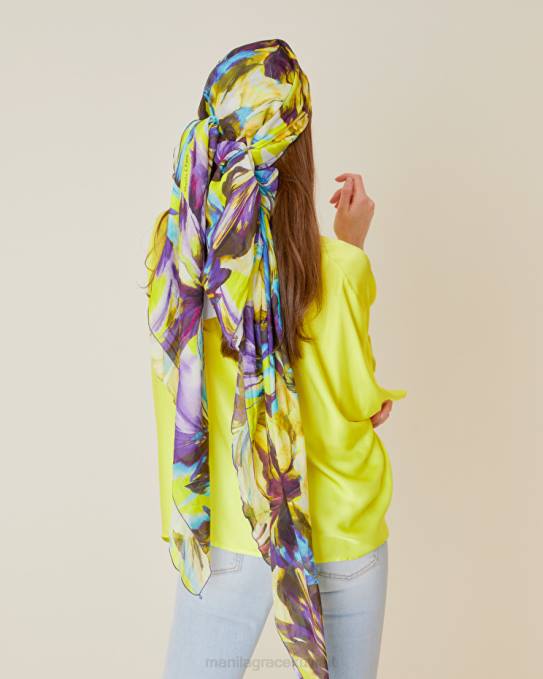 Manila Grace ملحق نحيف الخزامى وشاح أرجوحة من الفوال القطني مزين بطبعات الزهور Z2TJ607