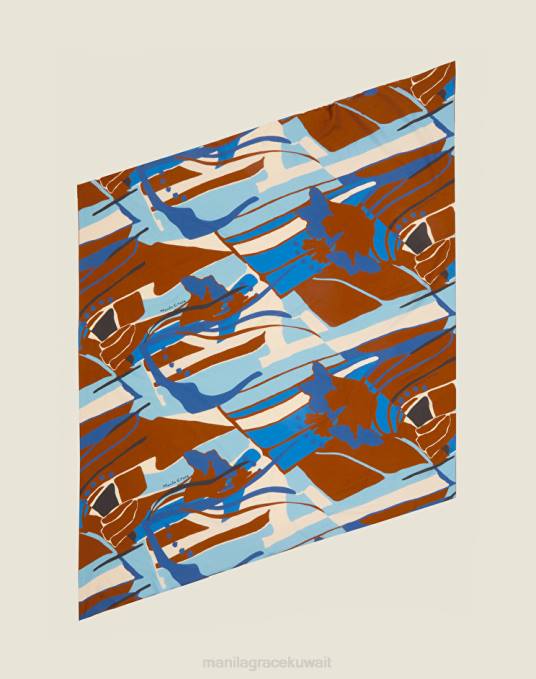 Manila Grace ملحق نحيف التبغ البني وشاح على شكل أرجوحة من الفوال الحريري والقطني Z2TJ609