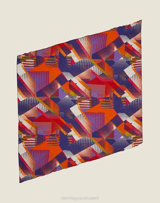 Manila Grace ملحق نحيف البنفسجي وشاح على شكل أرجوحة من الفوال الحريري والقطني مزين بطبعات مرقعة Z2TJ610