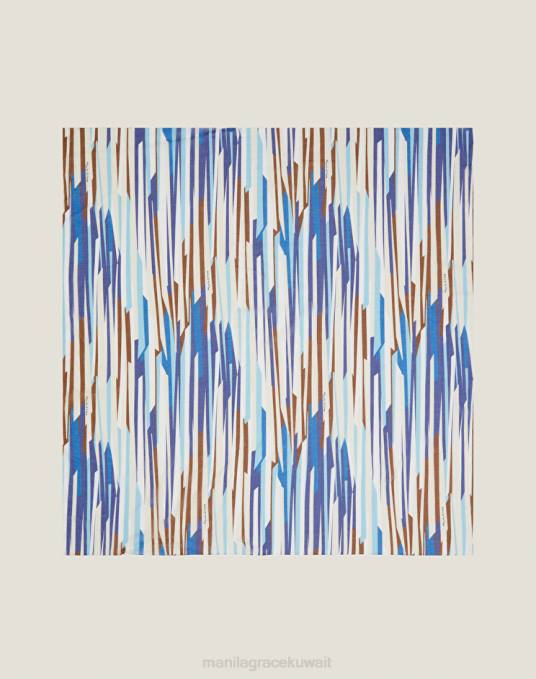 Manila Grace ملحق نحيف محيط أزرق فولار مربع من الفوال مع طبعة خطوط Z2TJ612