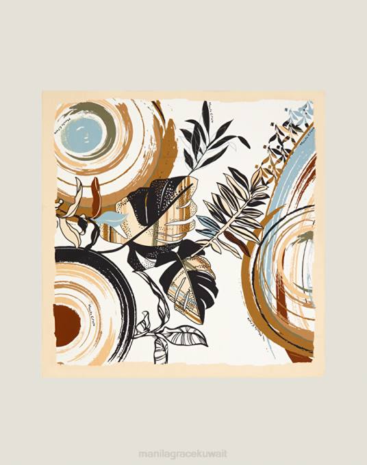 Manila Grace ملحق نحيف البيج الرملي وشاح مطبوع من الفوال الفيسكوز Z2TJ613