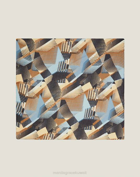 Manila Grace ملحق نحيف أسود وشاح على شكل أرجوحة من الفوال الحريري والقطني مزين بطبعات مرقعة Z2TJ614