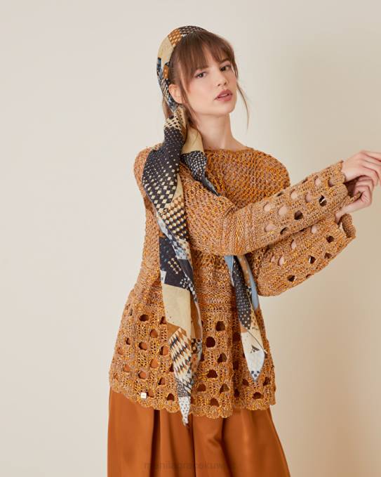 Manila Grace ملحق نحيف أسود وشاح على شكل أرجوحة من الفوال الحريري والقطني مزين بطبعات مرقعة Z2TJ614