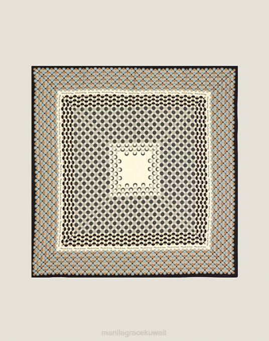 Manila Grace ملحق نحيف البيج الرملي وشاح مربع من الفيسكوز مع طباعة منقطة Z2TJ616