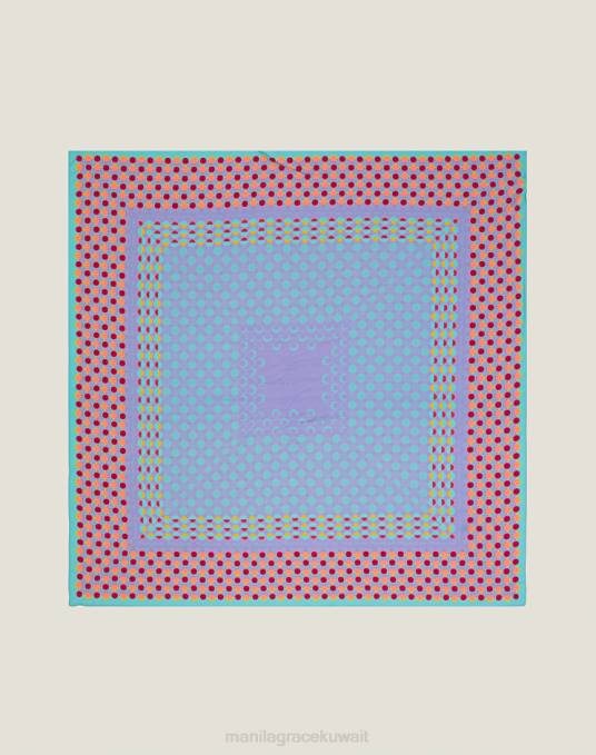 Manila Grace ملحق نحيف الخزامى وشاح مربع من الفيسكوز مع طباعة منقطة Z2TJ617