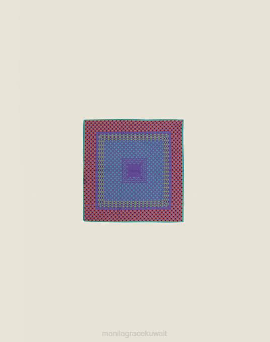 Manila Grace ملحق نحيف الخزامى وشاح مربع من نسيج التويل الفيسكوز المنقط Z2TJ619